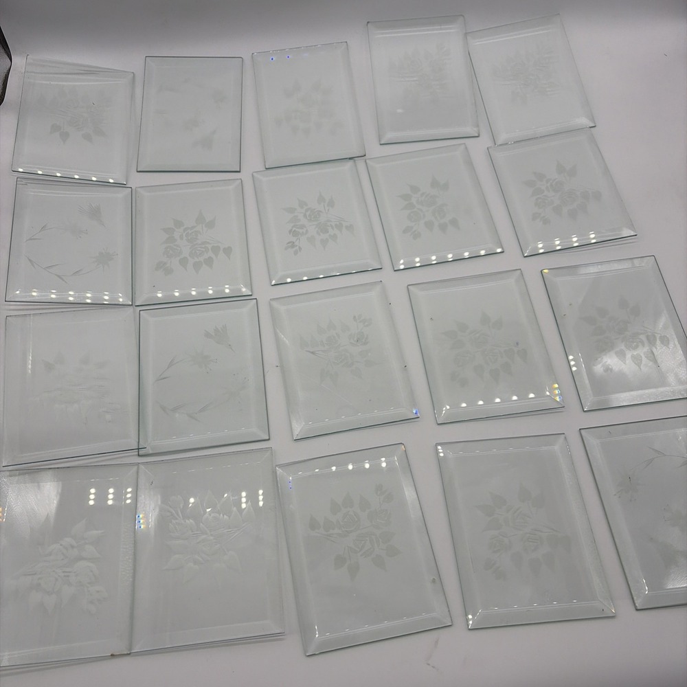 (20 pack) 6" X 4.5" Inch Clear Beveled Glass Flat on back Floral‎ Hummingbird
